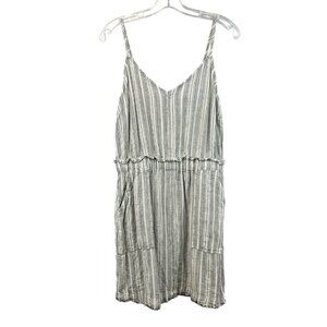 Splendid Collection Womens Sleeveless Black/White Striped Sundress M Pockets